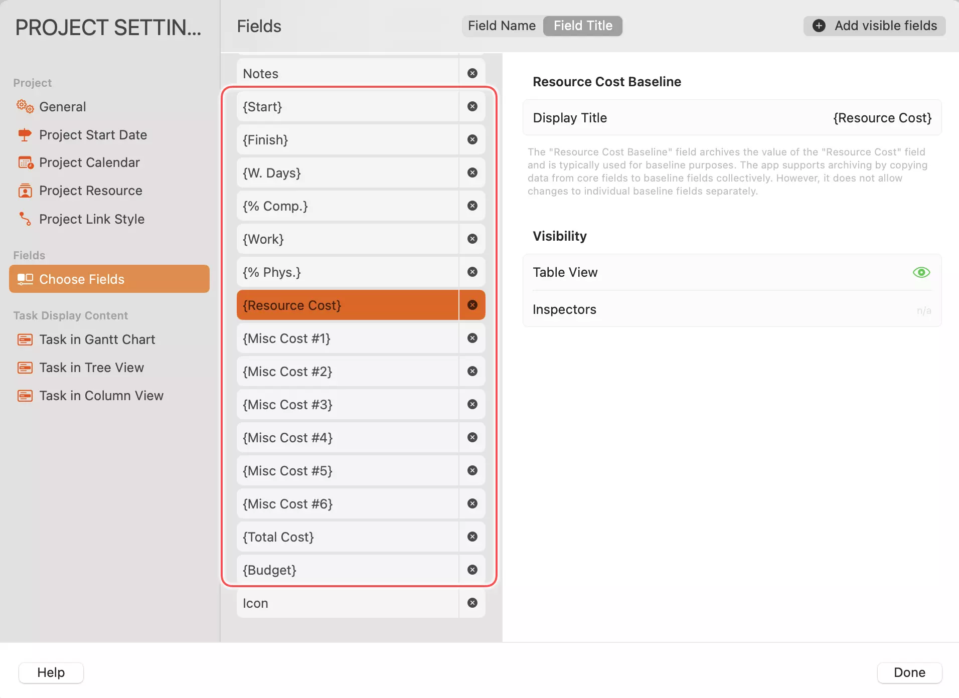 Baseline Fields