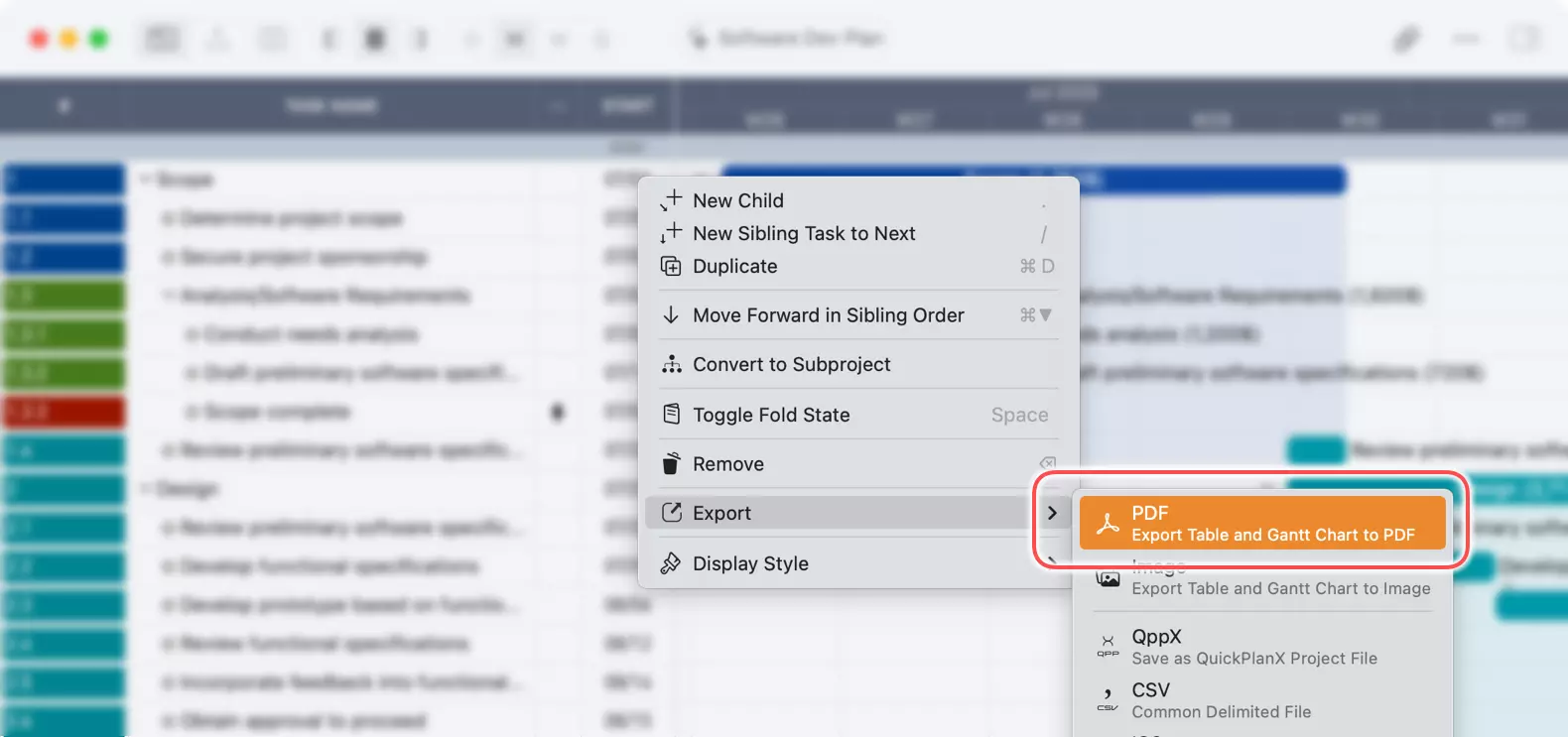 Export on Mac