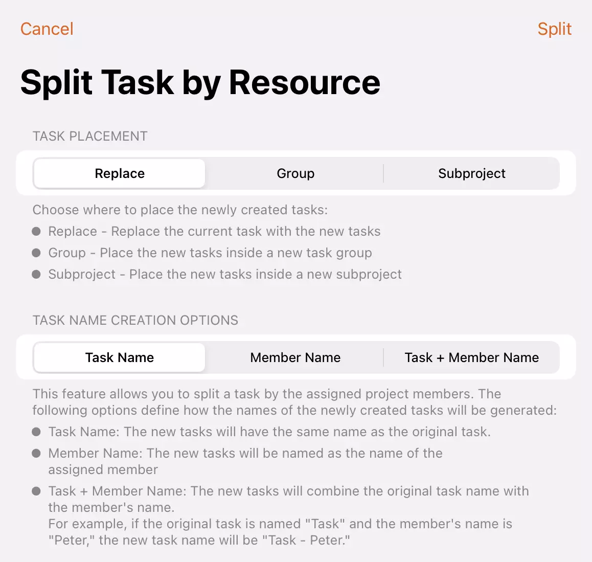 Split Menu