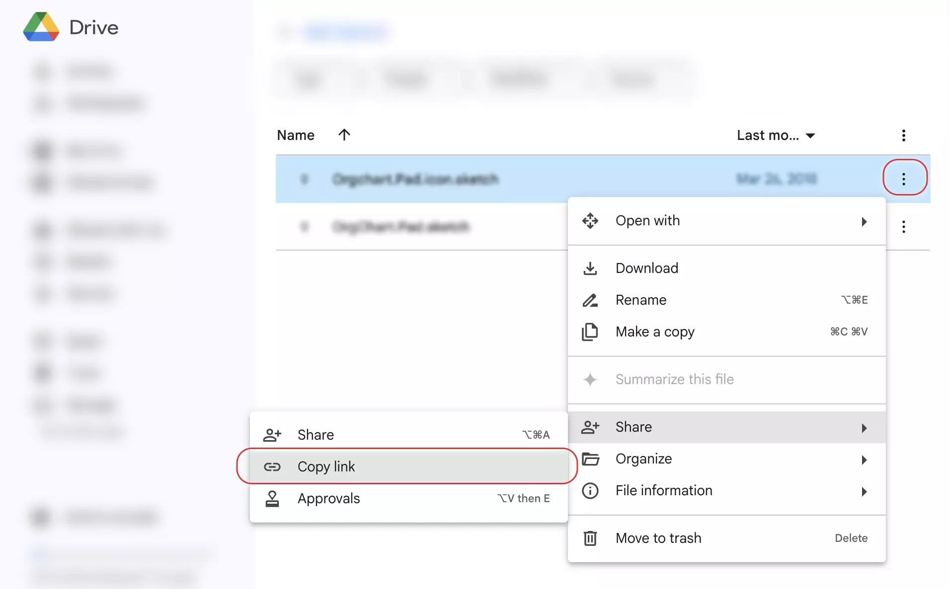 Copier le lien Google Drive