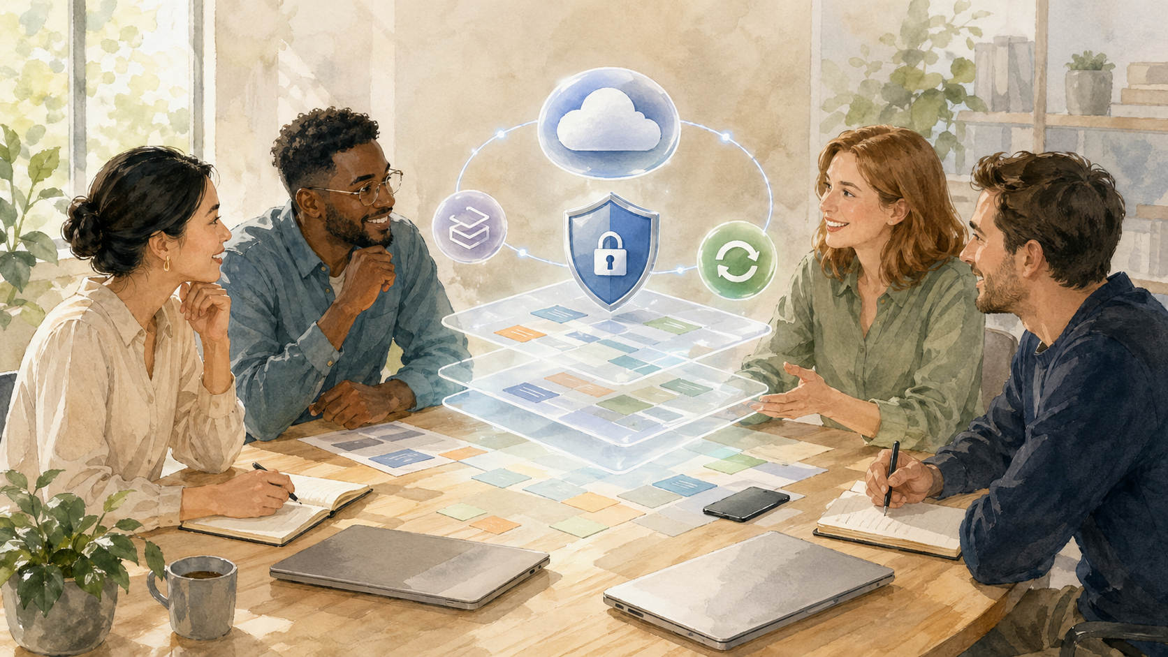 プライバシー、CloudKit、およびバックアップ層を備えたAppleデバイス全体で保護されたQuickPlanXプロジェクト計画