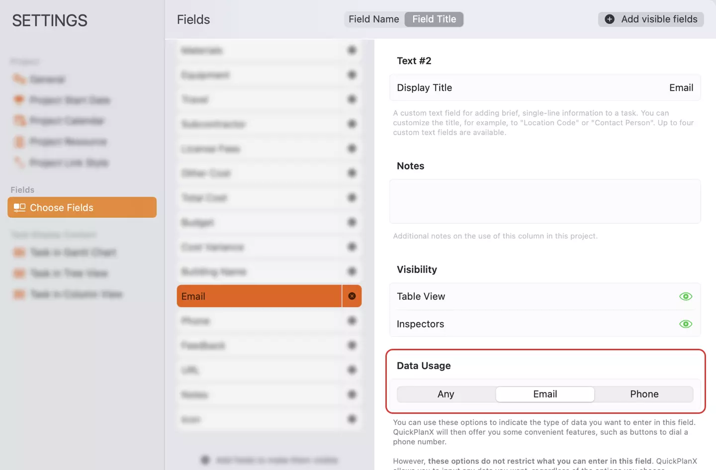 E-mail en Telefoon Instelling